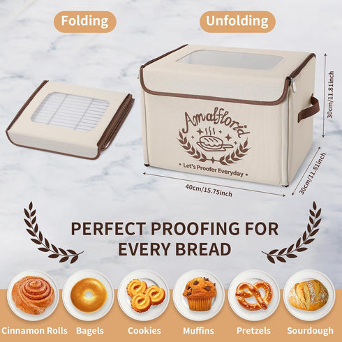 Amalflorid 68-131 99H 6-Layer Folding Bread Proofing Box, Dough Proofer with Temp Control & Timer, Proofing Box