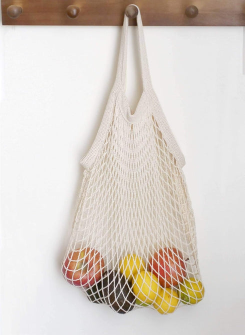 meetall (5 Pack, 2 Mesh Grocery Bags, Reusable Tote Bags with Sturdy Handle, Washable, Eco Friendly, Cotton String Net