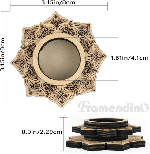 3 Pack 30-150mm Framendino, Wood Crystal Ball Stand Flower Mini Sphere Display Wooden Holder