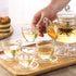 Set, 34OZ/1000ML 5oz/150ML Set 4, Set Glass Teapot Glass Tea Kettle with Loose Tea Infuser & Warmer, Tea Cup & Saucer