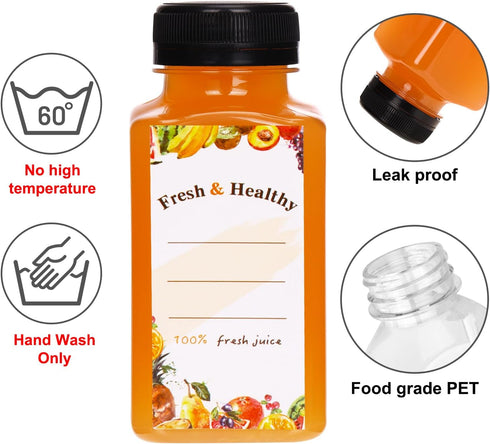 56pcs 8oz Moretoes Plastic Juice Bottles with Caps, Reusable Clear Plastic Juicing Bottles Juice Containers with Lids