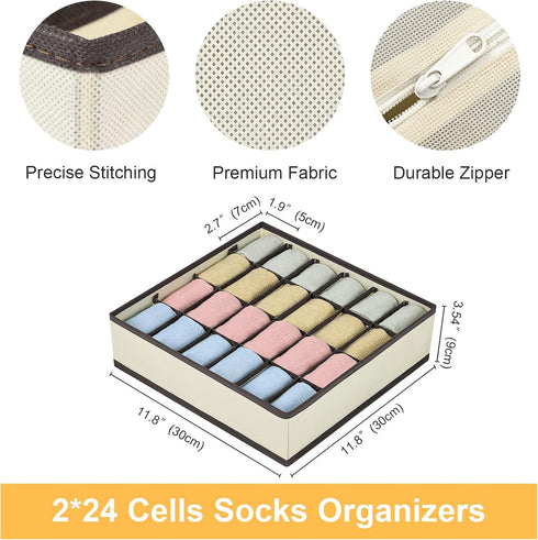 Joyoldelf Drawer Organizer Divider 2 Packs Organizer, 24 Cell Collapsible Closet Cabinet Organizer Underwear Storage Boxes for Storing Socks, Bra, Handkerchiefs, Ties, Belts by Joyoldelf