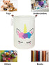 QUEENLALA Large Storage Basket, Collapsible Round Hamper for Boys and Girls, Golden Unicorn