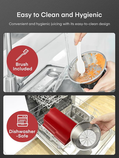 Juicer Machines, Juilist 800W Max Power Juicer Extractor with 3" Wide Mouth, 3-Speed Setting, Easy to Clean, Red