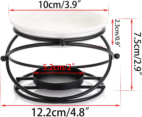 JuxYes European Metal Oil Burner Wax Warmer, Ceramic Tealight Candle Holder, Aromatherapy Diffuser