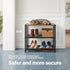3-Tier Closet, 6 Wooden Shoe Rack with Metal Mesh Shelves - for Entryway, Hallway & Bedroom Holds Pairs, Ideal