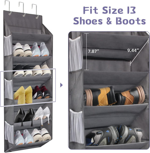12 6 6 50lbs Closet, (1 Pack) Over the Door Shoe Rack Organizer Hanging Storage for Pairs of Shoes, Mesh Pockets + Deep