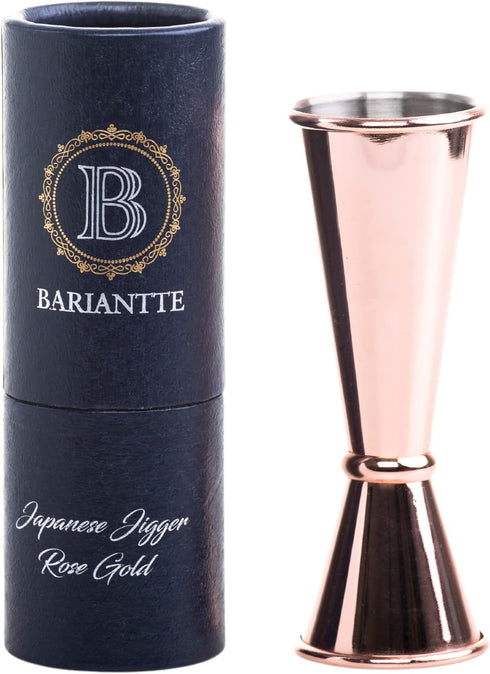 BARIANTTE Cocktail Jigger for Bartending, 2 oz 1 oz Japanese Measuring Shot Glass in Rose Gold