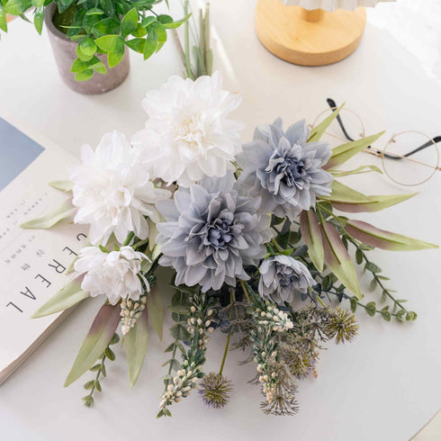 KIRIFLY Artificial Fake Flowers, Silk Flower Arrangements, Wedding Bouquets, Plastic Floral Centerpieces, Purple White