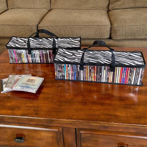 Evelots 2 Pack CD Storage Bags - Clear PVC Plastic Holds 96 CDs with Cases, Strong Handles, Protects from