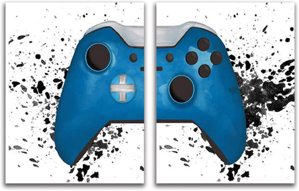 Gaming Artwork Canvas Wall Art - Race Game Room Poster Prints, Gamepad Decor for Boys Room, 16x24 Inch Unframed