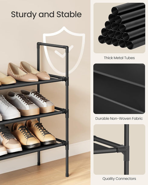 3-Tier Closet, ULSH043BH01 SONGMICS Shoe Rack, Shoe Storage for Hallway Slim and Space-Saving, Metal Frame, Non-Woven
