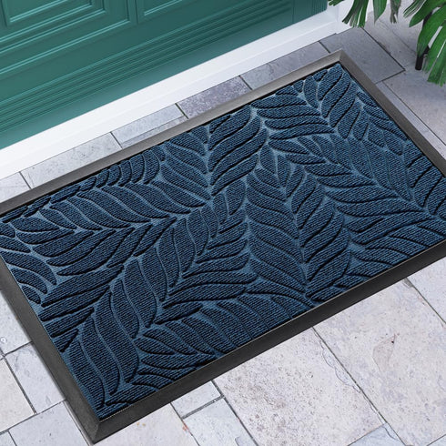 Yimobra 29.5x17 Inch Sturdy Leaf Door Mat, Heavy Duty Welcome Mat for Home Entrance Outdoor Indoor, Garage Office