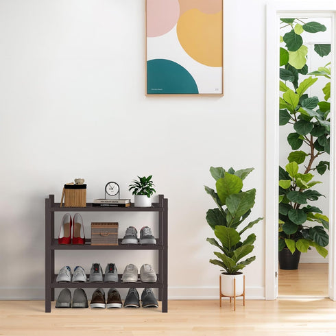 3 Closet,Hallway,Entryway,Small 18"x11"x17" Haddockway Small Tier Bamboo Shoe Rack Storage Organizer, Multifunctional