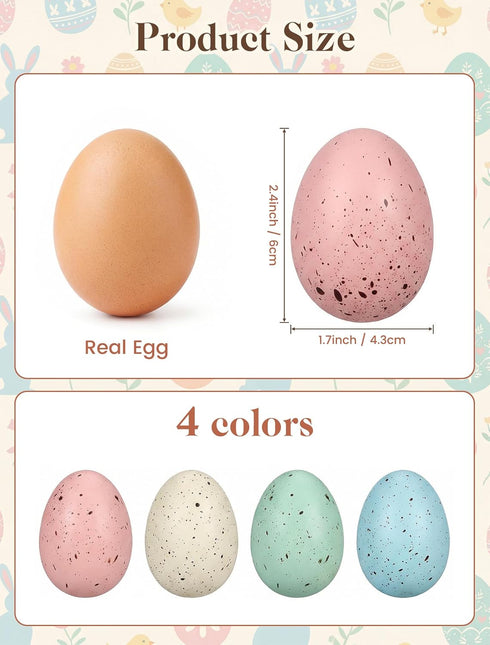Allaugh 24pcs 2.4" 1 Pastel Easter Eggs Decorations: Solid Speckled Foam Eggs - Fills Gallon Vase - Shatterproof Spring
