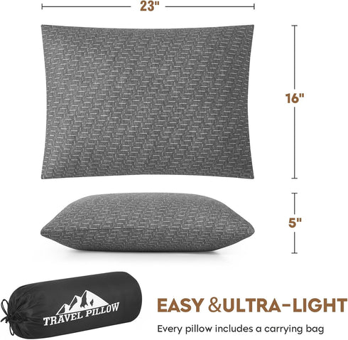 Travel Size Pillow, Compressible Memory Foam Pillow with Breathable Cover for Airplane, Car, Hiking, Camping