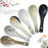 6 Pieces Japanese Retro Ceramics Soup Spoons, Asian Chinese Serving Spoons for Ramen, Noodles, Wonton