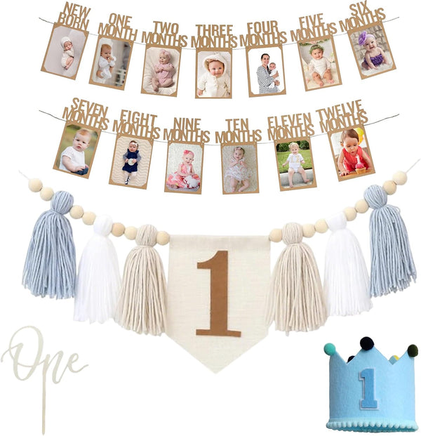 Baby First Birthday Party Decorations First Highchair Banner For Baby Boys Blue