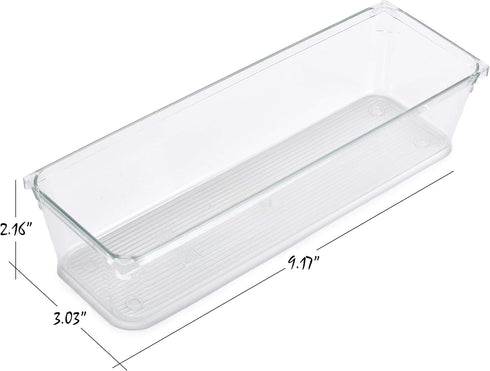 Masirs Clear Drawer Organizer, 8-Piece Set for Office Desk, Utensils, Cosmetics, and Makeup