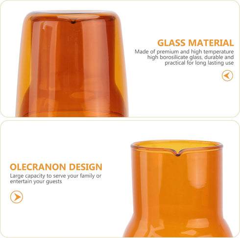 Cabilock Glass Cup and Water Kettle Kit, High Borosilicate Drinking Tools for Home Office Use, Cold Beverages