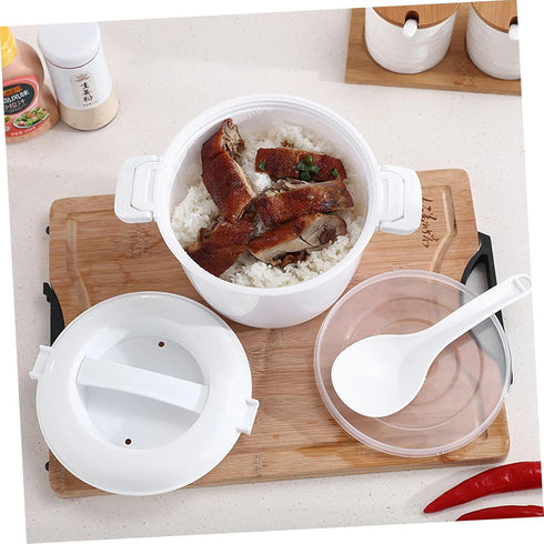 Rice Cooker Rice Maker for Microwave Food Storage Bowl Microwave Bowl with Lid Microwave Rice Pots Microwave Rice Cooking Microwave Steamer Basket Travel Pasta Insulation Plastic by RORPOIR