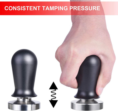 53mm Calibrated Espresso Tamper, Professional Coffee Tamper with Spring Loaded Anodized Aluminum Handle, Stainless