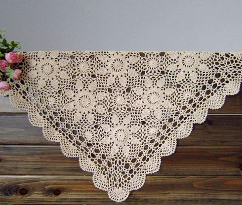 Damanni Beige Cotton Handmade Crochet Lace Tablecloth Doilies - Square, 31 Inch by 31 Inch