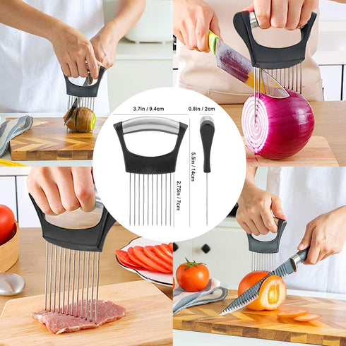 Onion Holder for Slicing, Lemon Slicer Cutter for Vegetables, Food Slicer Tool for Potatoes, Tomatoes, and Eggs