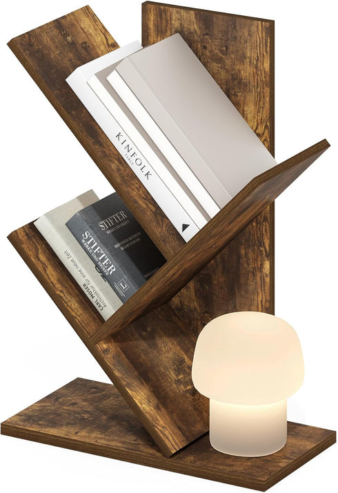 Furinno Tree Book Shelf, 3-Tier Bookshelf with Angled Open Shelf, Tree Bookcase