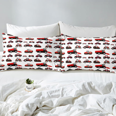 Set Erosebridal Red Tractor Bed Sheet Twin Size Heavy Equipment Truck Bedding Kids Boys Girls Teens Harvester Tractor
