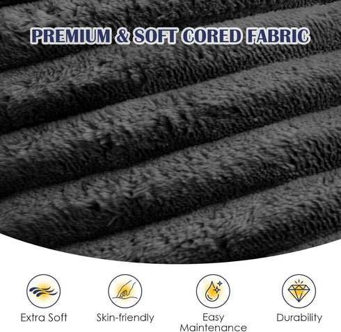 Room,20"x 15",Dark Round Pouf Ottoman,Corduroy Poufs with Memory Foam Filling for Foot Rest,Soft Footstool for Living