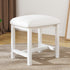 WBKATN White Vanity Stool, Small Vanity Chair, Cute Makeup Bench Seat with Leather