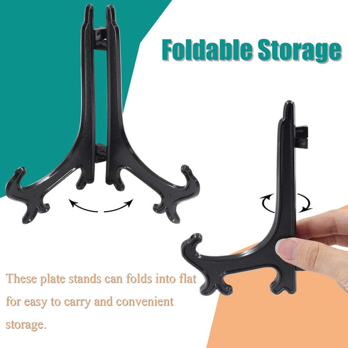 15 Pcs 6 Inch Black Plastic Easels, Stand/Plate Holders for Displaying Pictures, Photos, Artworks, Posters, Small Boards