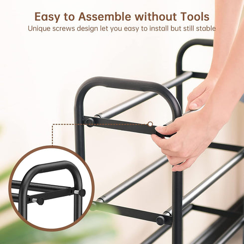 4-Tier Closet Gonfoam Expandable Shoe Rack,Adjustable Shoe Shelf Storage Organizer Heavy Duty Metal Free Standing Shoe