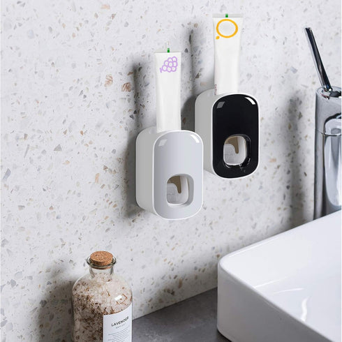 Toothpaste Dispenser, Automatic Squeezer for Kids and Adults, Hands Free Wall Mounted Holder, Punch-Free for Bathroom