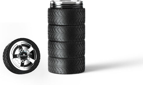 Tyre Tire Coffee Tea Mug, Stainless Steel Interior, Durable Personalized Attractive Mug Gift for Car Lover, 320ml 11oz,