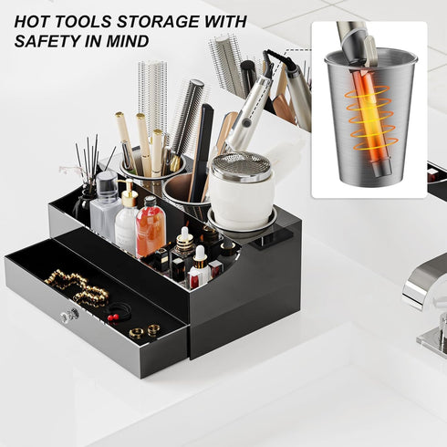 Hair Tool Organizer, Acrylic Blow Dryer Holder Stand for Straightener and Curling Storage, Bathroom Vanity Countertop