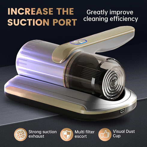 12KPa, PATO Mattress Vacuum Cleaner, Wireless Handheld Bed Vacuum Cleaner with UV-C Light, HEPA Filter and Ultrasonic