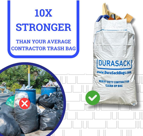 40-Gallon Pack 16 DURASACK Contractor Bags Heavy Duty Reusable White Woven Polypropylene Contractor Garbage Bags