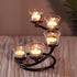 2Pcs 5-arm Black Metal & Glass Tea Light Candle Holders for Table Centerpiece, Glass Votive Tealight Holders/Candelabra