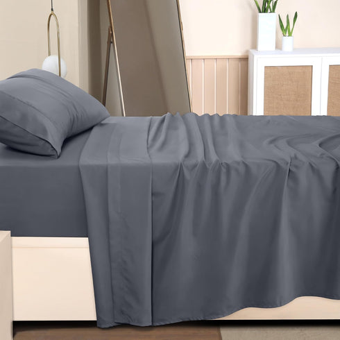Utopia Bedding Twin Sheet Set, 3 Piece, Soft Microfiber, Grey, Includes 1 Fitted Sheet, 1 Flat Sheet, 1 Pillowcase