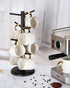 Lorbro Coffee Mug Tree with 8 Hooks, Bamboo Countertop Mug Stand, Kitchen Organizer Storage Stand (Black)