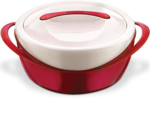 Pinnacle Large Insulated Casserole Dish with Lid, 2.6 qt. - Elegant Hot Pot Food Warmer/Cooler, Red
