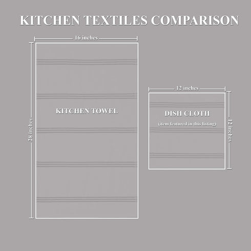 Set 8 12x12 Sticky Toffee Cotton Dishcloths of Gray and White Kitchen Towels in, Reusable and Absorbent Tea Towels