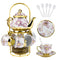20 Pcs Porcelain Tea Set with Metal Holder European Flower Tea Sets