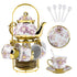 20 Pcs Porcelain Tea Set with Metal Holder European Flower Tea Sets