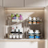 Delamu 2 Sets of 2-Tier Clear Under Sink Organizers, Multi-Purpose Stackable Bathroom Cabinet Storage
