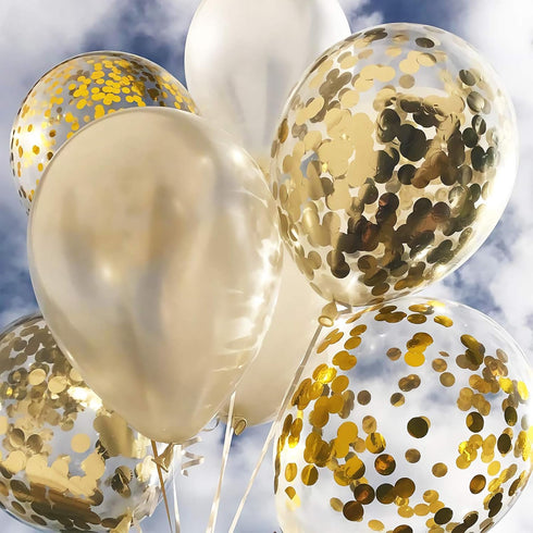 Gold Confetti Balloons - 25 Pcs Thickened 12 Inch Clear Latex Balloons with Confetti for Party Decorations