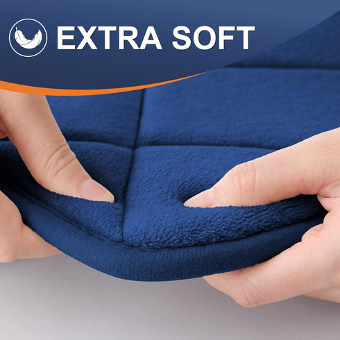 OLANLY Memory Foam Bath Mat 30x20, Ultra Soft Absorbent Bathroom Rug, Machine Washable, Navy