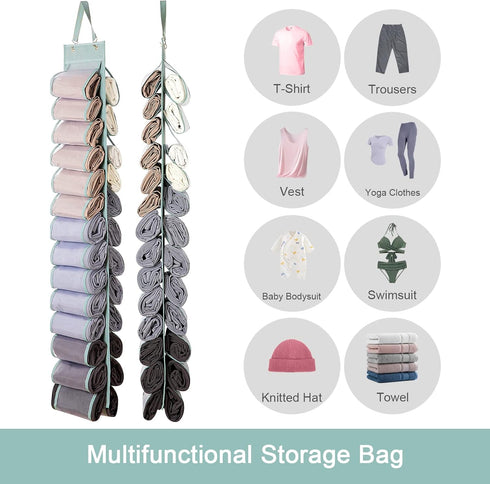 Legging Organizer Storage, T-Shirt Organizer, Hanging Closet Organizer with 26 Roll Compartments for Yoga Pants, Tank